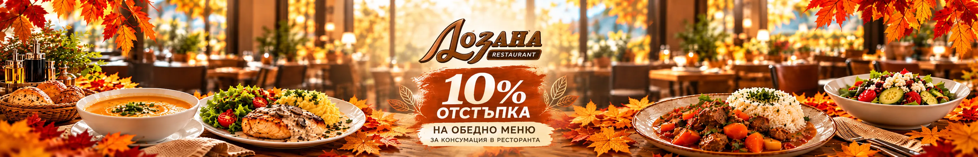 10% отстъпка на обедно меню за консумация в ресторант Лозана